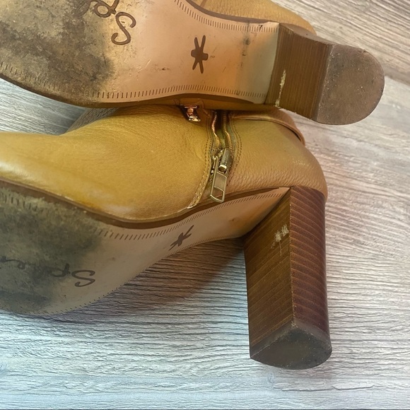 Splendid ankle brown leather open toe booties. Outside zipper stacked heel sz 10 - Picture 11 of 12